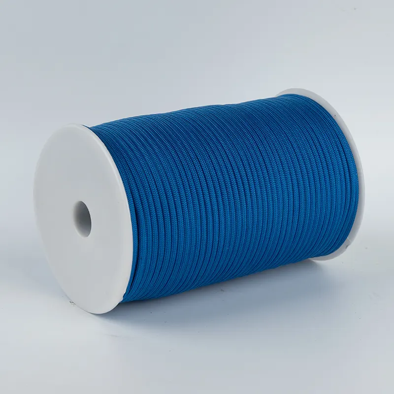Paracord de poliéster 550 azul sólido de 4 mm con núcleo de 7 hebras