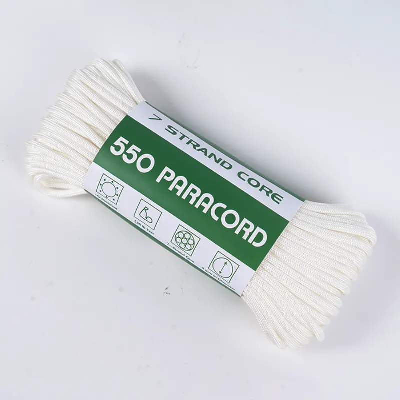 Paracord de poliéster 550 blanco sólido de 4 mm con núcleo de 7 hebras