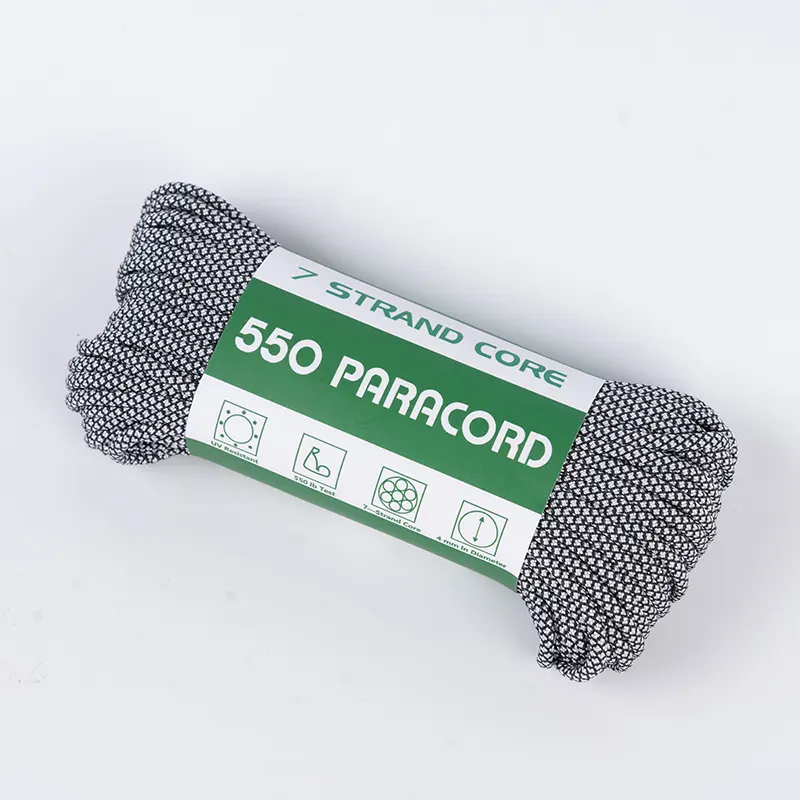Paracord de poliéster 550 de diamante blanco de 4 mm con núcleo de 7 hebras